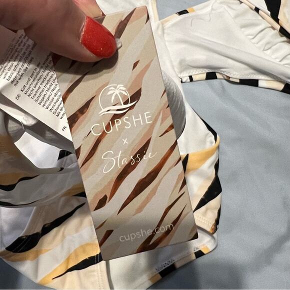 Cupshe X Stassie Cheeky Monokini White Abstract XL‎ - Picture 4 of 4